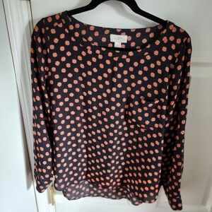 The loft outlet blouse medium petite black orange fall
